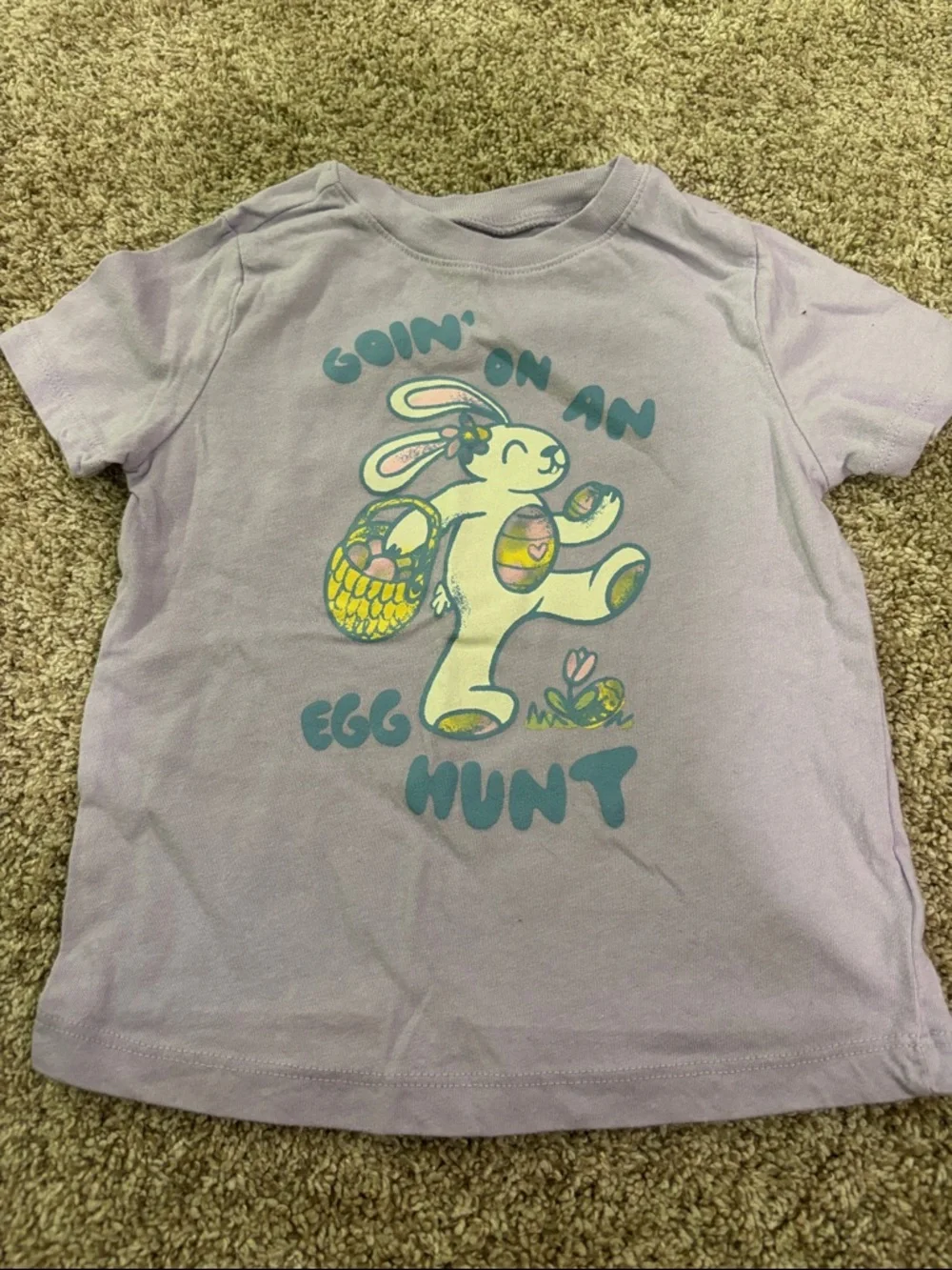 🟢10/$10 - Kids Lavender 'Goin' On An Egg Hunt' Bunny Graphic Tee